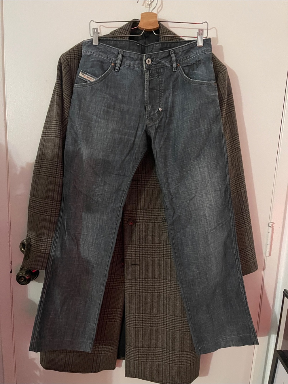 Vintage Diesel Men's Straight Fit Blue Gray Jeans